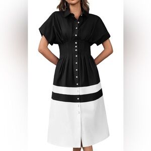 Chic Black and White Midi Dress